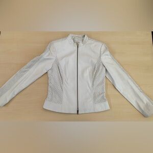 Dana Buchman Leather Jacket Womens Size 2 Front Zip Soft Career shoulder pads